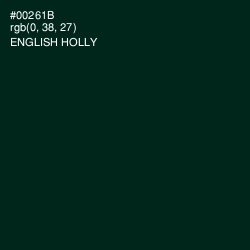 #00261B - English Holly Color Image